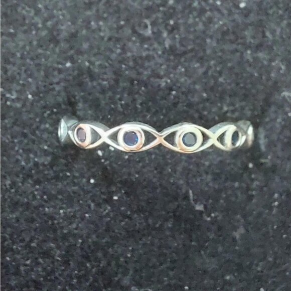 925 Sterling Silver Blue Eye Ring - Picture 8 of 8